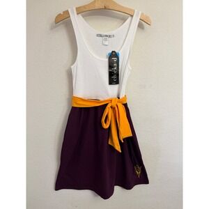 NWT Chicka-d Girls Arizona State ASU Sun Devils Tank Dress Gold Sash Cotton  L